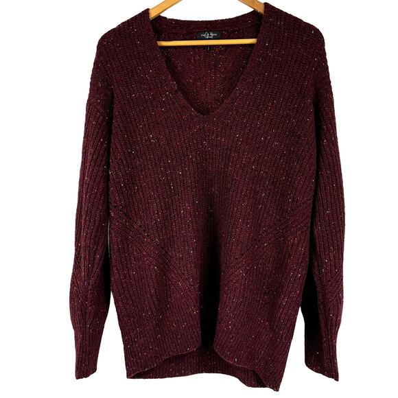 Rag & Bone NWOT Donegal Recycled Wool V Neck Sweater Size M Ribbed Knit Purple - Picture 4 of 10
